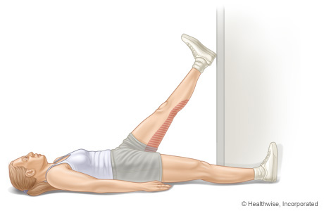 Hamstring stretch in doorway